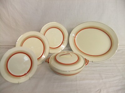 c4 Pottery Wedgwood & Co. - Hermes ART DECO Muster Nr. 814269, vergoldete Kante 8B4B