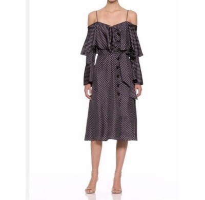 black palermo puff sleeve mini dress Ulla Johnson Palermo Deep V Midi Dress main image 0