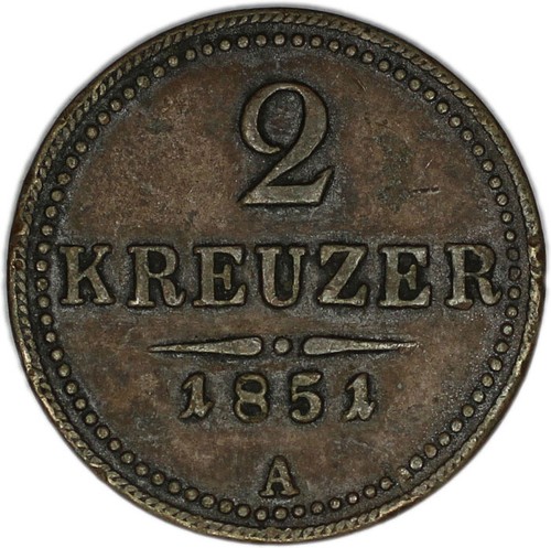 Moneda AUSTRIA 2 Cruceros 1851 A Fine