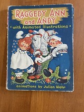 VINTAGE RAGGEDY ANN ANDY BOOK with ANIMATED ILLUSTRATIONS 1944 Spiral HC