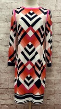 Eliza J Dress Womens Pink Geometric Colorful Stretch Back Zipper Size 6 NEW