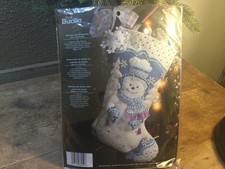 Bucilla Christmas Felt Appliqu  Stocking Kit 86059 Snowflake Snowman 18  