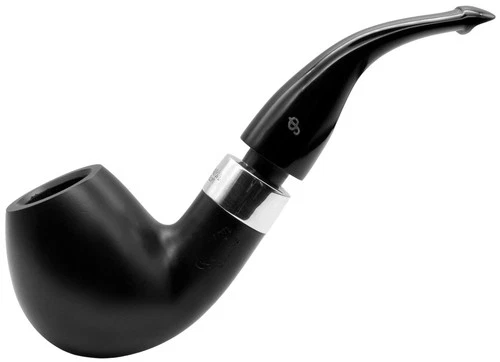 Peterson Deluxe System 'Ebony' Silver Mounted Large Bent Apple Pipe (B42)