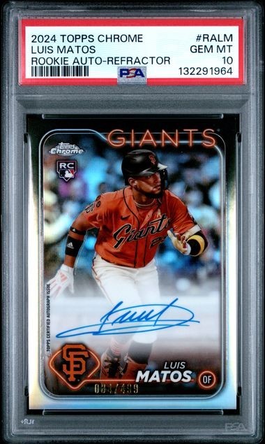 🔥 2024 Topps Chrome Black Luis Matos RC Auto /499 PSA 10 Giants 🔥