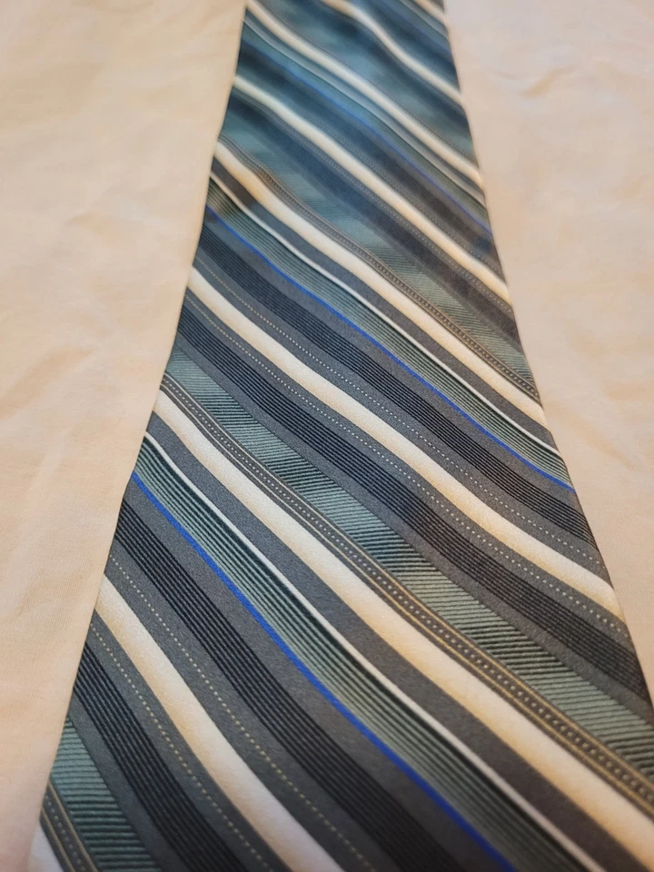 Lot of 3 Stafford Striped Ties Black 60" Long, Red 57" Long, Green 66" Long - Image 3 of 4