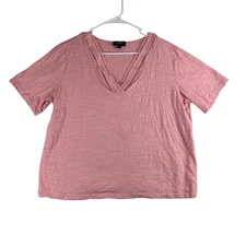 Gigio USA Short Sleeve Blouse Women's Oversized Medium Pink 100% Cotton Boxy