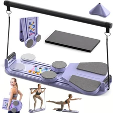 Pilates Reformer Equipment Board - 6 in 1 Portable Foldable Reformers Machine...