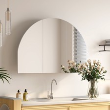 3 Doors Bathroom Medicine Cabinet Large Mirror Cabinet Wall-Mounted with Storage