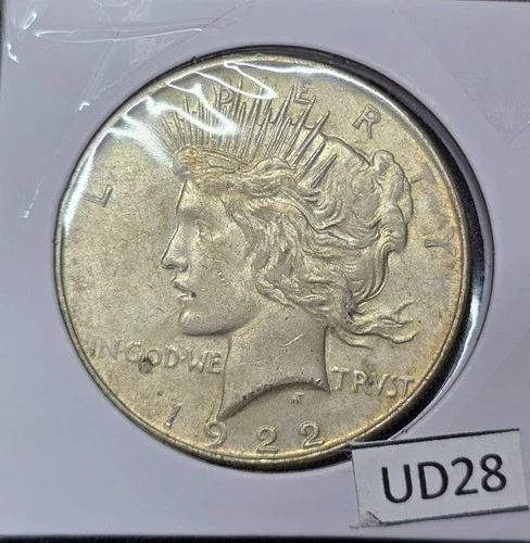1922 P Peace Silver Dollar, VERY GOOD. Actual item shown (UD28)