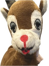 Giant 30  VTG MCM Plush Christmas Holiday Rudolph Reindeer Eyelashes RARE READ