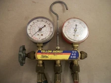 Ritchie Yellow Jacket Test & Charging Manifold Gauges R12 R22 R502 With 3 Hoses