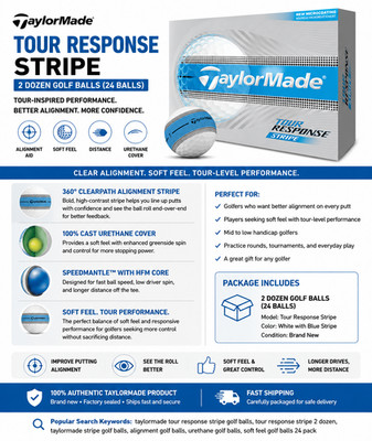 New TaylorMade Tour Response Stripe Golf Balls 2 Dozen Alignment Balls