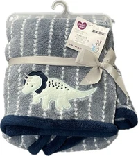 Parents Choice Blue Dinosaur White Arrow Stripe Baby Blanket Plush Soft Walmart