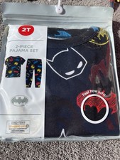 NWT 2 Pc Batman Jammie Set Boys Size 2T Short Sleeve Long Pants