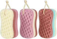 3 Pcs Bath Sponge for Women, Men, Kids, Sponge Loofah Body Scrubber Shower Spong