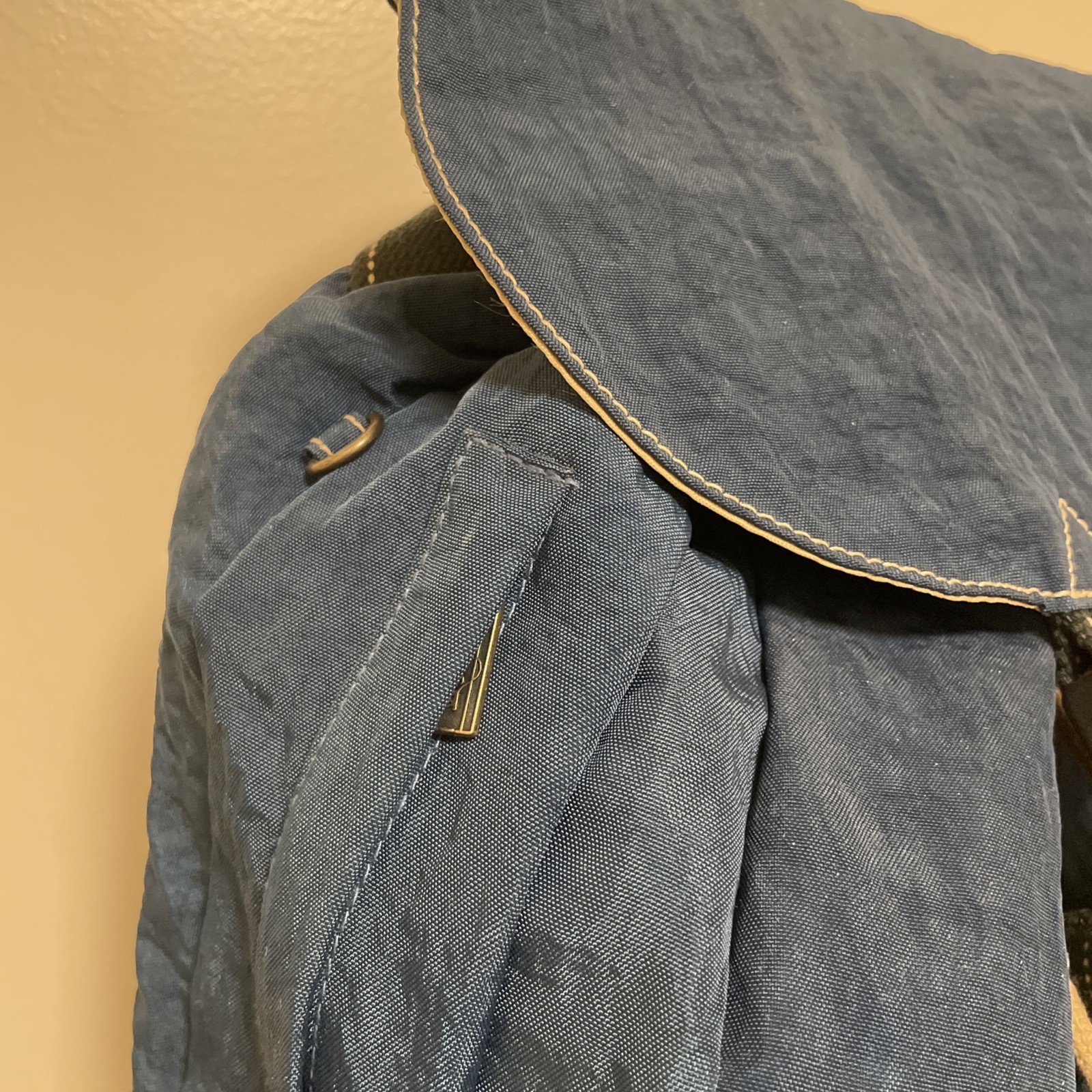 Kipling Y2K Backpack Blue Drawstring Side Zip Wat… - image 4