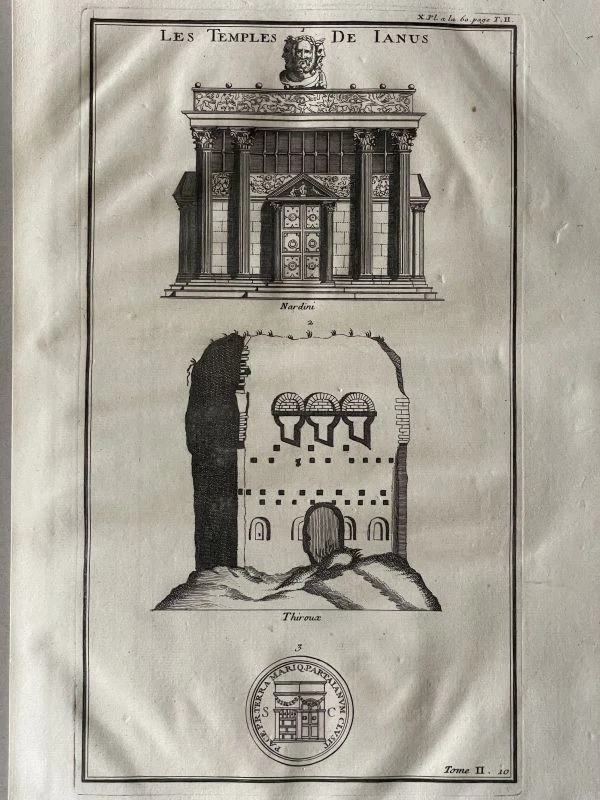 Temples - 5 Kupferstiche Montfaucon Antiquité Tempel Jupiter Neptun Juno 1722 - Bild 4 von 4