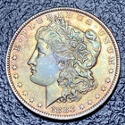 1883 O Morgan Silver Dollar AU+ Obv SUNRISE Great luster LGT BLUE on Rev NT