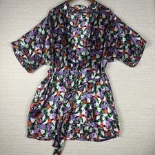 Vintage Fredericks Of Hollywood Floral Satin Robe Medium Cottagecore Hawaiian