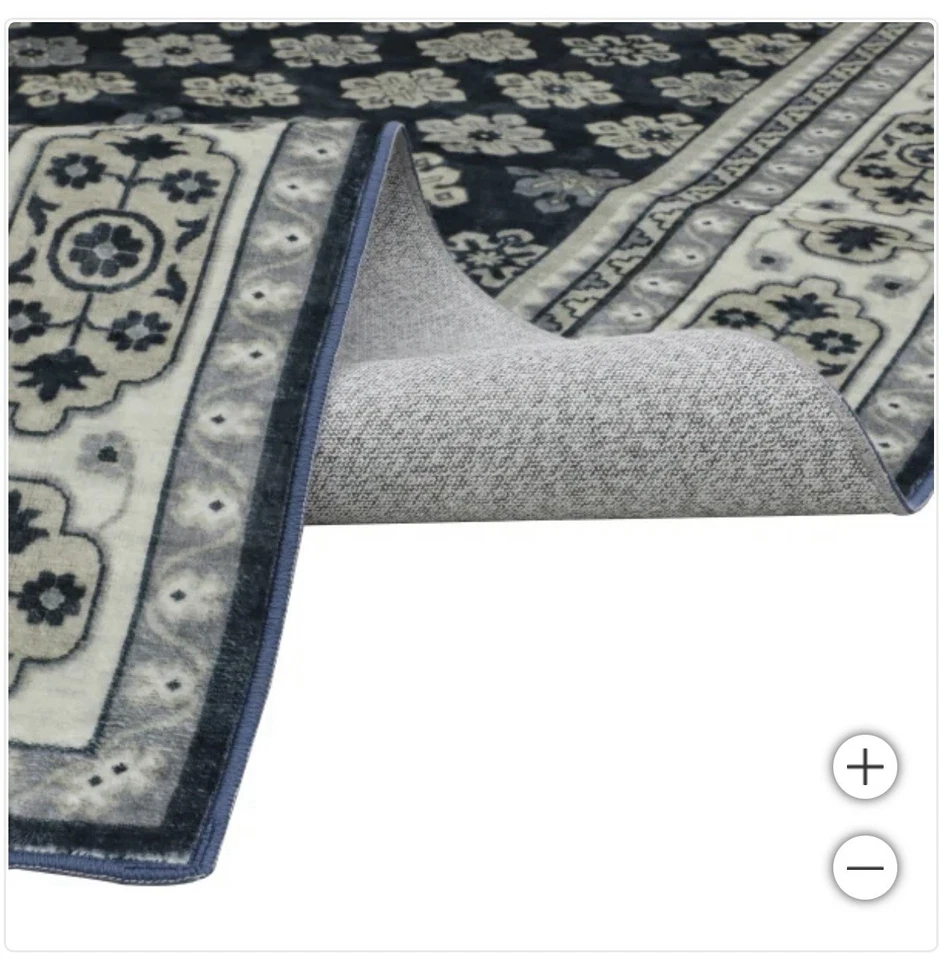 Wyatt & Ash, 5'3" x 7'5" "Beatrice" Washable Indoor Area Rug | Navy - Image 3 of 4