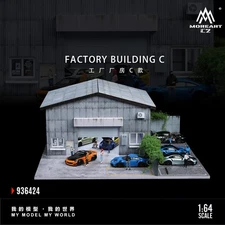 Diorama 1/64 Car Garage Model LED Maintenance Workshop Parking Lot Scene Model