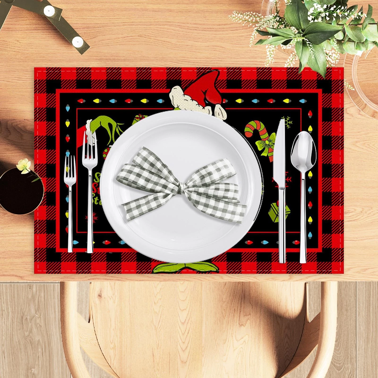 Christmas Santa and Snowflake Placemats with Candy Design