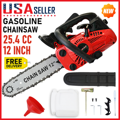 #ad 25.4CC 12quot; Gasoline Chainsaw Powered 2 Stroke Engine Gas Chain Saw Wood Cutting $72.69