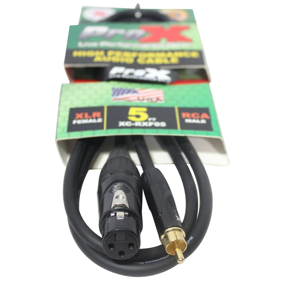 5 FOOT XLR3F TO RCA UNBALANCED PROX HIGH PERFORMANCE MIC CABLE XC-RXF05 Pro DJ - Image 2 of 4