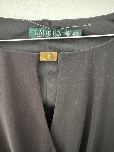 RALPH LAUREN Solid Black Faux Wrap Sleeveless Dress 8 - Picture 2 of 6