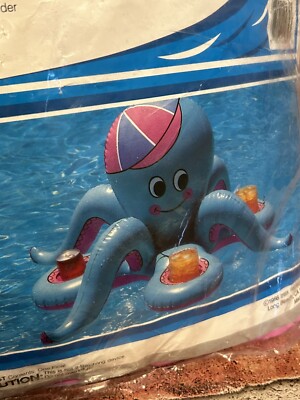 The Wet Set 43  Octopus Pool Pal Vintage 1988 Intex Inflatable Drink Holder NOS