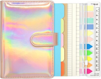 6 Ring Binder Journal with 4 Different Paper Styles, 2 Sets of Labels and Rose