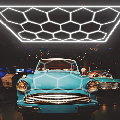 14 x lampada LED esagonale officina parete garage soffitto luce illuminazione a nido d'ape nuova - Foto 11 di 37