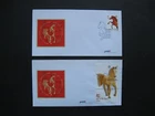 NETHERLANDS ANTILLES, 2x cover FDC 2002, Chinese astrology, year of the horse