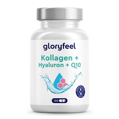 GLORYFEEL Marine Kollagen Komplex - 120 Kapseln (4-Monats-Packung) + Q10 & Hyaluronsäure