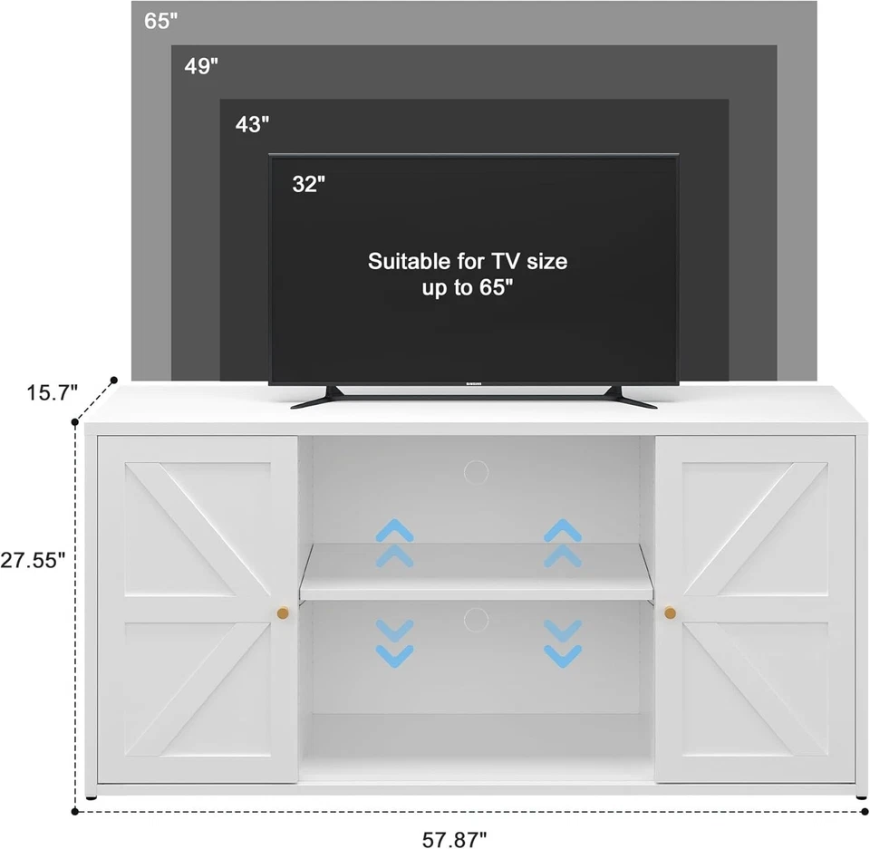 TV de metal con estantes ajustables soporte para centro de entretenimiento multimedia de TV de hasta 65" Foto 4 de 4