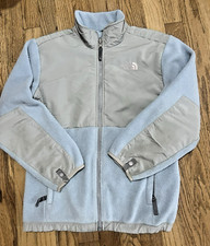 The North Face Denali Blue gray Full Zip Plush Fleece Winter Coat Jacket Girls L
