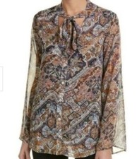 Show Me Your Mumu Taylor Tie Tunic Paisley Button Down Size Large