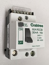 Crabtree SB6000 80A RCD/RCCB 80 Amp 30mA Trip **SPLIT LOAD CONSUMER UNIT ONLY**