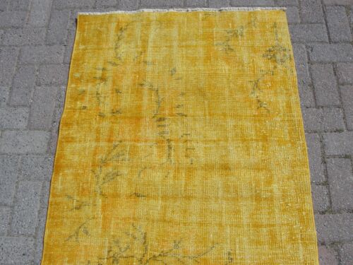 3x5 Vintage Yellow Handknotted Area Rug - Area Rugs for living room - Picture 3 of 10