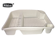 CREAM Large Plastic Dish Drainer Cutlery Rack Kitchen Sink Draining Cup Holder