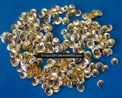 Bead Caps filigree 330pcs  Yellow gold plat metal 5mm Flower design caps FPS167
