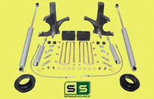 7"/5" SPINDLES,BLKS,SPACER,SHOCKS W/O.L. FITS 88-00 CHEVY C2500/C3500 2WD 8 LUG