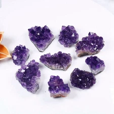 Natural Amethyst Quartz Crystal Cluster Chakra Mineral Stone Druzy Geode Healing