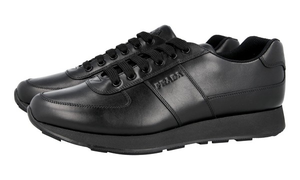Prada Leder Prax Sneaker Schuhe - 4E3341 - Komplett Schwarz - NEU - 7 41-image
