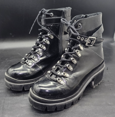 Jeffrey Campbell Czech Boots Black Moto Platform Chunky