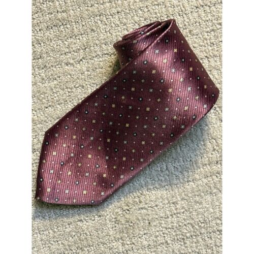 Barneys New York Seta-Silk-Soie Print Made in Italy Tie 64" Diamond Pattern