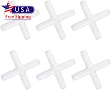 Plastic 3/8" Barb OD 10mm Barbed Equal 4 Way Pipe Fittings Tube Adapter 6PCS