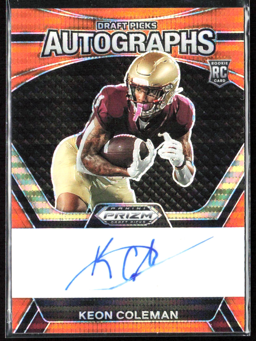 2024 Panini Prizm Draft Picks Keon Coleman Orange Pulsar Auto /49 Rookie RC