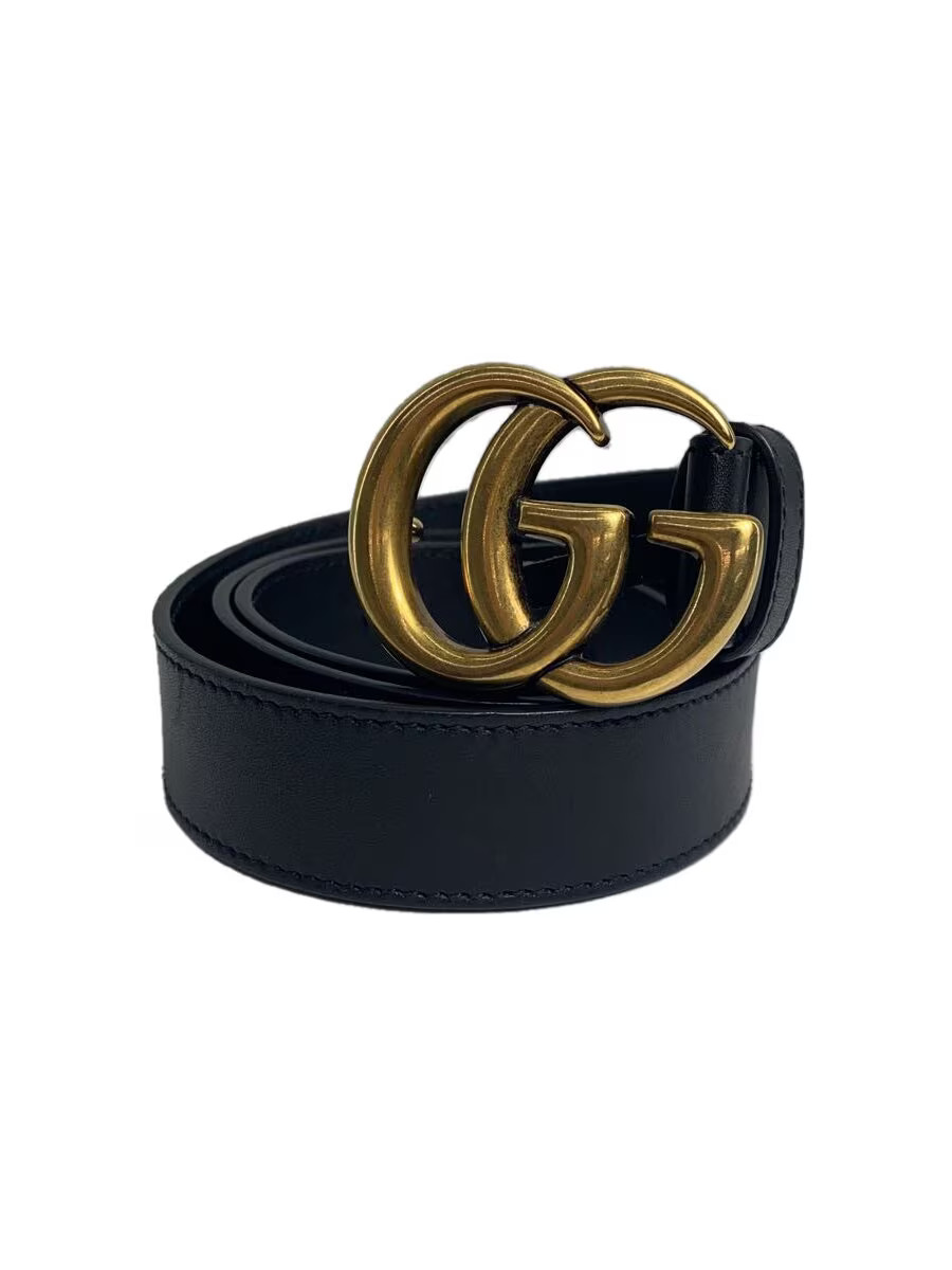 GUCCI Womens Black Leather Belt with Classic GG Buckle 414516