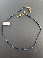 CANVA Eyeglass Cord Blue Crystals Gold Beads Gold Clasps Wear Trendy Necklace